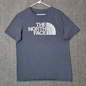 The North Face T-Shirt Mens Medium Grayish Blue Short Sleeve Big Graphics Logo